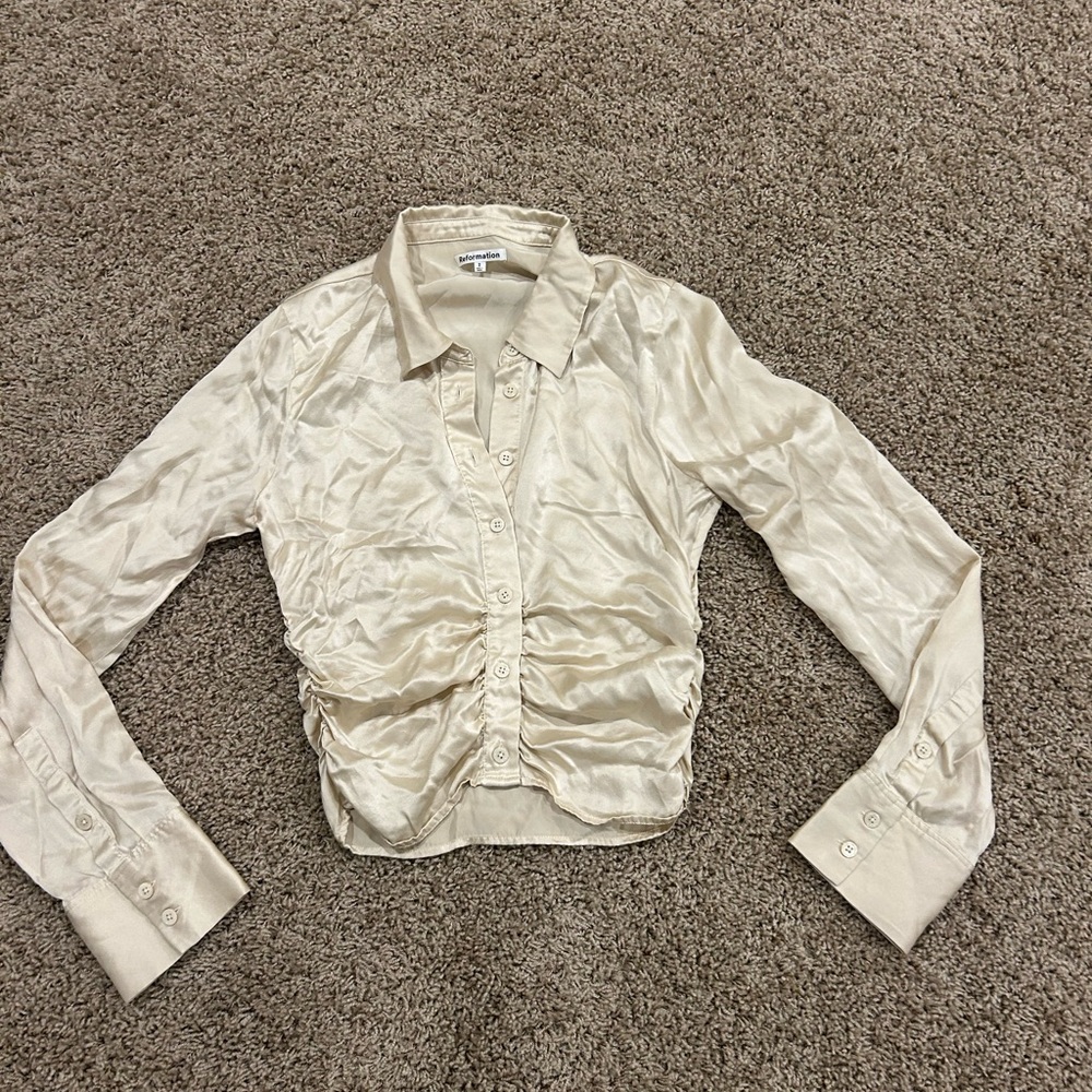 Reformation Cream 100% silk Blouse